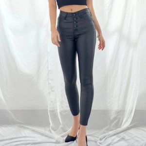 Kancan Autumn High Rise Faux Leather Ankle Skinny Jeans Size 5/26 Black